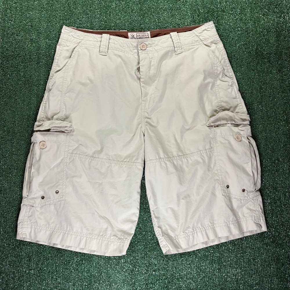 Y2K Arizona Cargo Shorts‎ Khaki Tan Cotton Utility Skate Surfer - Picture 2 of 5